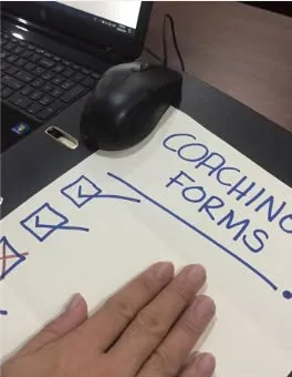 Coaching forms prepared for a Steps coaching and development session